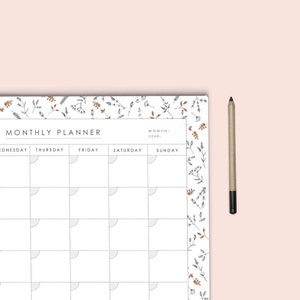 Monthly calendar printable Desk Planner Monthly Planner | Etsy