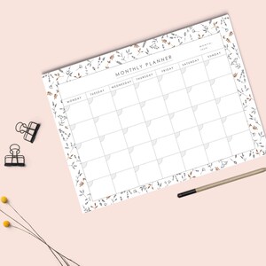 Monthly calendar printable Desk Planner Monthly Planner | Etsy