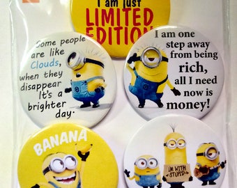 Despicable me pins, fridge magnets, Minions badges, Despicable Me pinback buttons