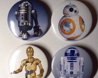 Star Wars Droids koelkast magneet set. Droids 44mm badges. Star Wars badges