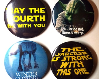 Star Wars citaten en grappen pin set. Droids 44mm slogan Pins, badges