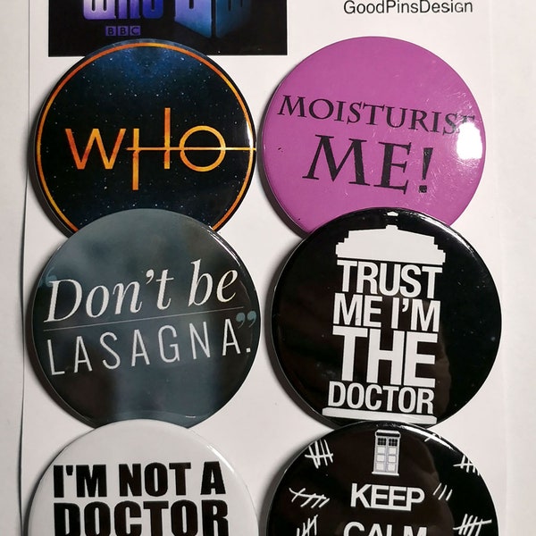 Doctor Who pins, fridge magnets, badges, pinback buttons