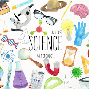 Watercolor Science Clipart, Laboratory Clipart, Lab Clipart, Chemistry Clipart, Experiments Clipart, Scientist Clipart, Biology Clipart