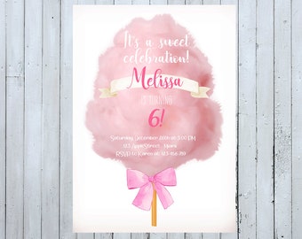 Cotton Candy Birthday Invitation, Cotton Candy Invitation, Cotton Candy Invite, Carnival Birthday Invitation, Carnival Invitation, Sweet