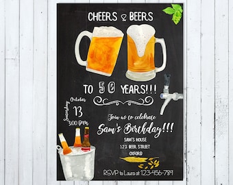 50th birthday invitation for men, adult birthday invitations, beer invitation, 50th birthday party invitation, 50th birthday for men
