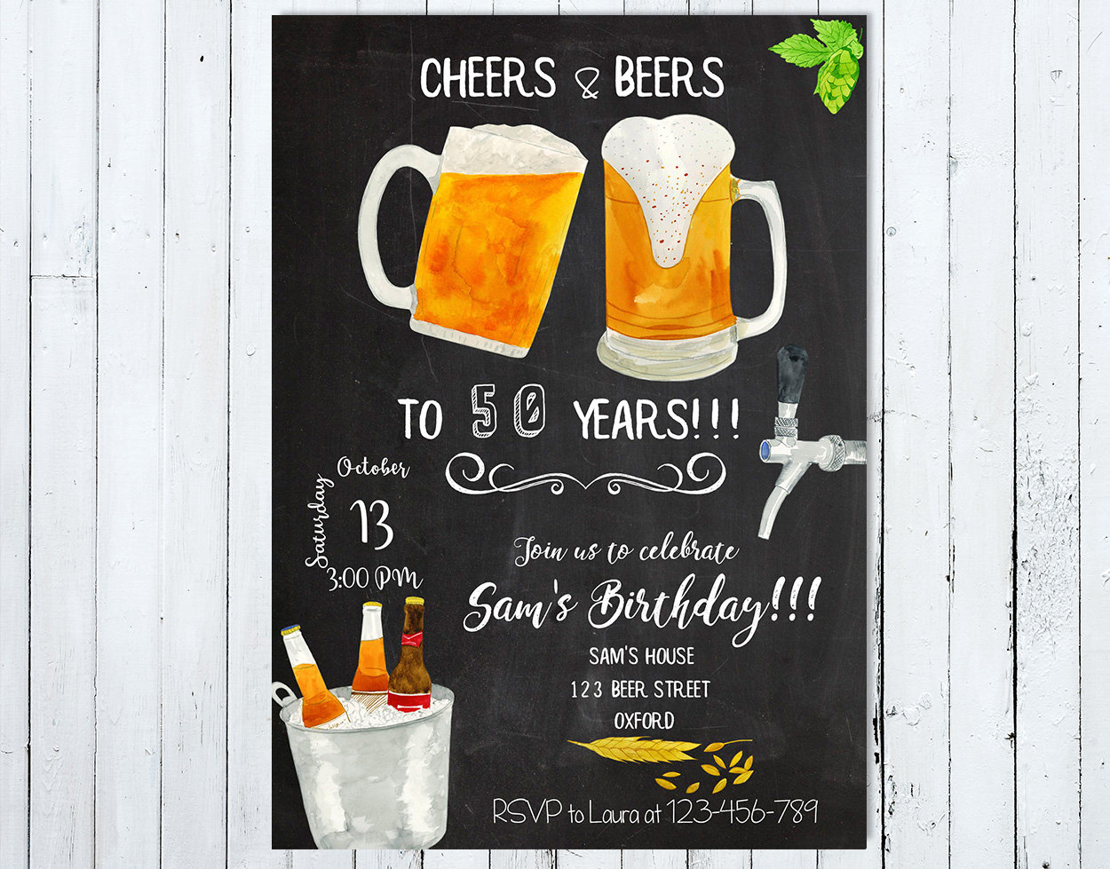 BierEinladung Cheers und BierGeburtstagsEinladung 50. Etsy