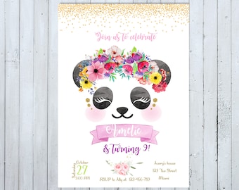 Panda-Einladung, Panda-Geburtstags-Einladung, Panda einladen, Tier-Geburtstags-Einladung, Tier einladen, Tier Einladung, Bär Einladung