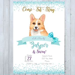 Corgi Invitation, Corgi Invite, Corgi Birthday Invitation, Dogs Party, Pawty Invite, Dogs Birthday Invitation Pawty Invitation Dogs Birthday