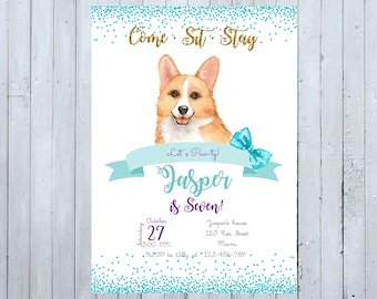 Invitación Corgi, invitación de Corgi, invitación de cumpleaños de Corgi, fiesta de perros, invitación de pawty, invitación de cumpleaños de perros invitación Pawty invitación perros cumpleaños