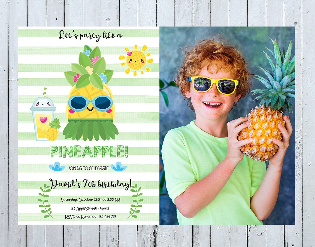 Pineapple Invitation With Photo, Pineapple Invite, Pineapple Birthday ...
