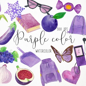 Watercolor Purple Clipart, Purple Color Clipart, Purple Objects Clipart, Purple Things Clipart, Purple Items Clipart, Purple Color Graphics