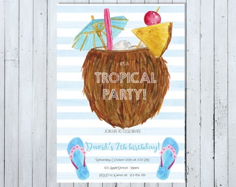 Luau Birthday Invitation, Luau Invitation, Luau Invite, Hawaiian Birthday Invitation, Hawaiian Invitation, Hawaiian Invite, Aloha Invitation