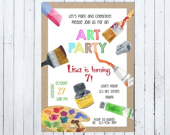Art Party Invitation, Paint Party Invitation, Painting Invitation, Little Artist Invitation, Arts and Crafts Invitation, Drawing Invitation