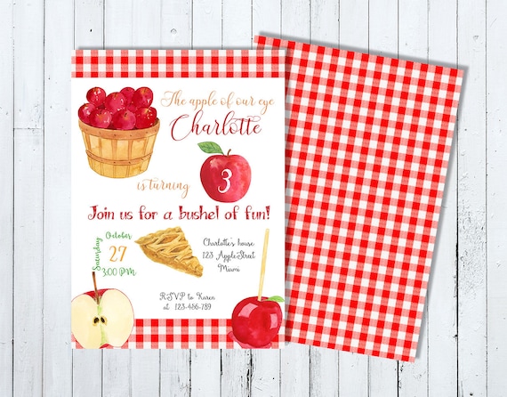 Apple Birthday Invitation, Apple Invitation, Apple of my Eye First Birthday, Fall Birthday Invitation, Apple Orchard Party, Apple Picking
