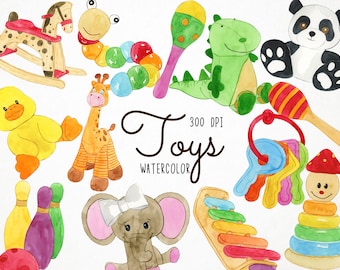 baby clipart, toy clipart, baby clip art, toys watercolor clipart, watercolor toy clipart, baby toys clipart, watercolor dinosaur clipart