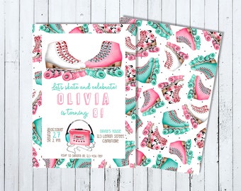 Roller Skate Invitation, Roller Skating Party Invitation, Roller Skating Birthday Invitation, Roller Skate Birthday Invitation Skating Party