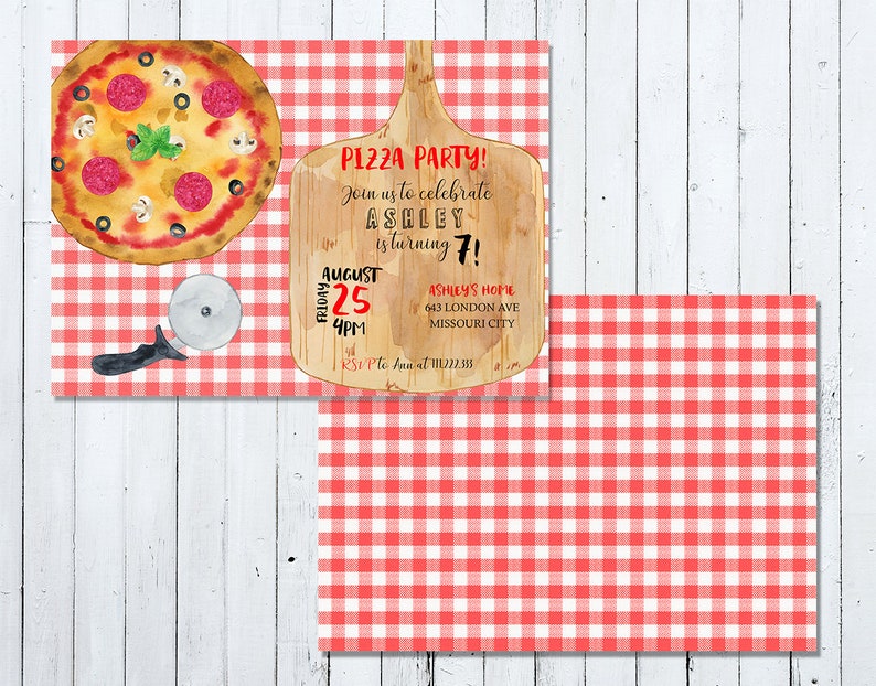 Pizza Party Invitation Pizza Invitation Pizza Birthday Etsy