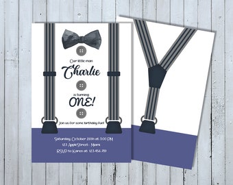 Little Man Birthday Invitation, Little Man Invitation, Little Man Invite, Bow Tie Invitation, Bow Tie Invite, Suspenders Invitation