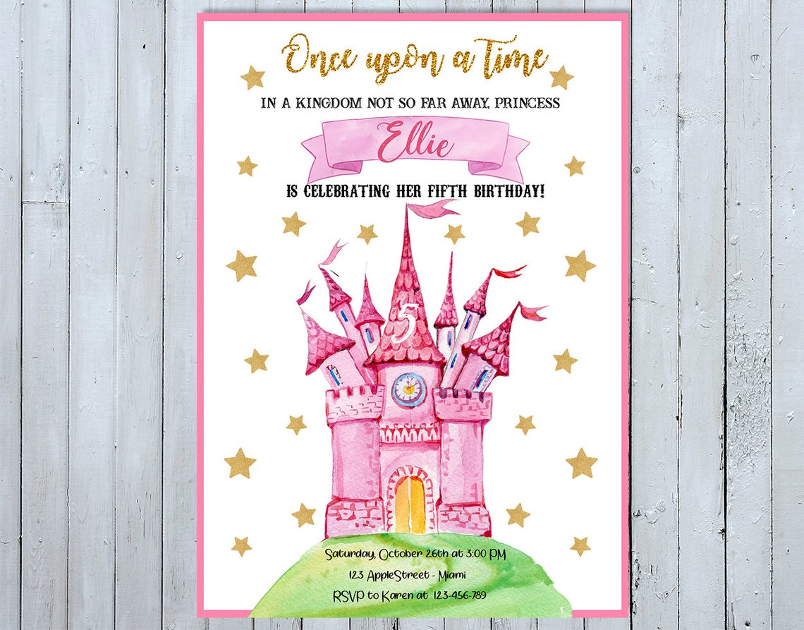 Princess Birthday Invitation, Princess Castle Invitation, Fairytale ...