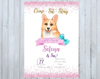 Corgi Birthday Invitation, Corgi Invitation, Corgi Invite, Pawty Invitation Dogs Birthday Invitation Dogs Party Pawty Invite Dogs Invitation