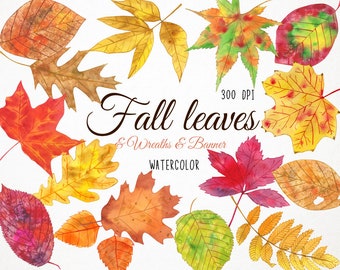 clipart de outono, clipart de outono, clipart de outono, clipart de folhas de outono, guirlanda de outono em aquarela, folhas de outono em aquarela, clipart de folhas de outono