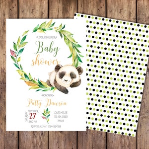 Panda Baby Shower Uitnodiging, uitnodiging van de Panda, moderne Baby Shower Uitnodiging, zwart-wit babydouche, afdrukbare uitnodiging