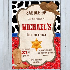 Invito di compleanno occidentale, cowboy invito, Rodeo invitare, invito occidentale, Rodeo invito cowboy invitare cowboy partito Western Party