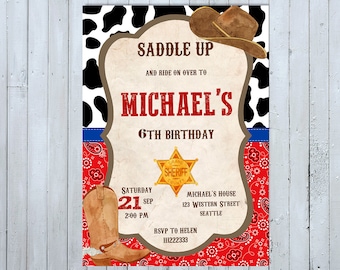 Westerse verjaardag uitnodiging, cowboy uitnodiging, Rodeo uit te nodigen, westerse uitnodiging, Rodeo uitnodiging Cowboy nodigen Cowboy partij westerse partij