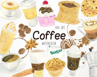 clipart de café, grãos de café, clipart de café, clipart de café em aquarela, clipart de xícara de café, clipart de aquarela de café, clipart de caneca de café