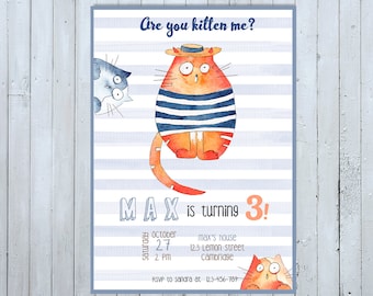 Cat Invite, Cat Birthday Invitation, Cat Party, Cat Birthday Party, Cat Invitation, Kitten Invitation, Kitten Invite, Kitty Invitation