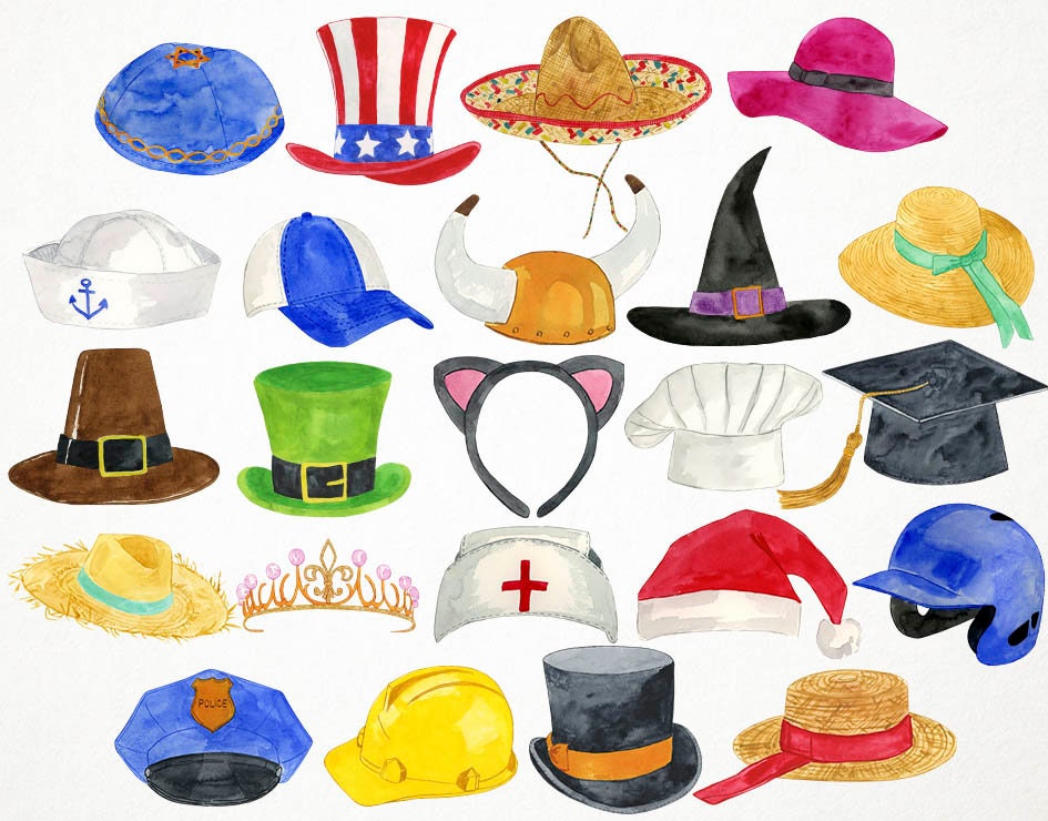 Hat Clipart Watercolor Hat Clipart Clipart Hat Party Hat Etsy Canada