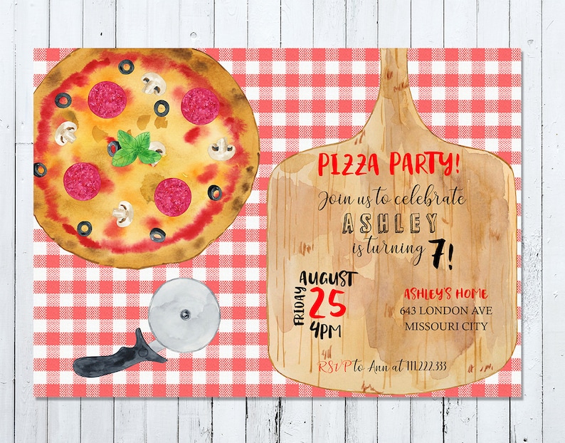 Pizza Party Invitation Pizza Invitation Pizza Birthday Etsy