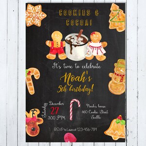 Cookie-Party-Einladungen, Kekse und Kakao-Party-Einladungen, Weihnachten-Party-Einladungen, Kinder Weihnachten-Party-Einladungen, gedruckt, DIY