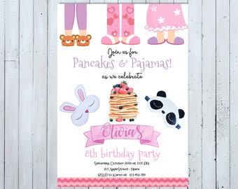 Pancakes and Pajamas Birthday Invitation, Pancakes and Pajamas Invitation, Pancakes and Pajamas Invite, Pajama Party, Sleepover Invitation