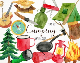 clipart campeggio, ClipArt campeggio, clipart campeggio acquerello, acquerello da campeggio, campeggio acquerello, clipart falò, campeggio clipart