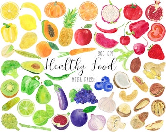 Food Clipart, Fruit Clipart, Watercolor Clipart, Vegetable Clipart, Fruit Clip Art Watercolor Fruit Clipart Food Clip Art Vegetable Clip Art