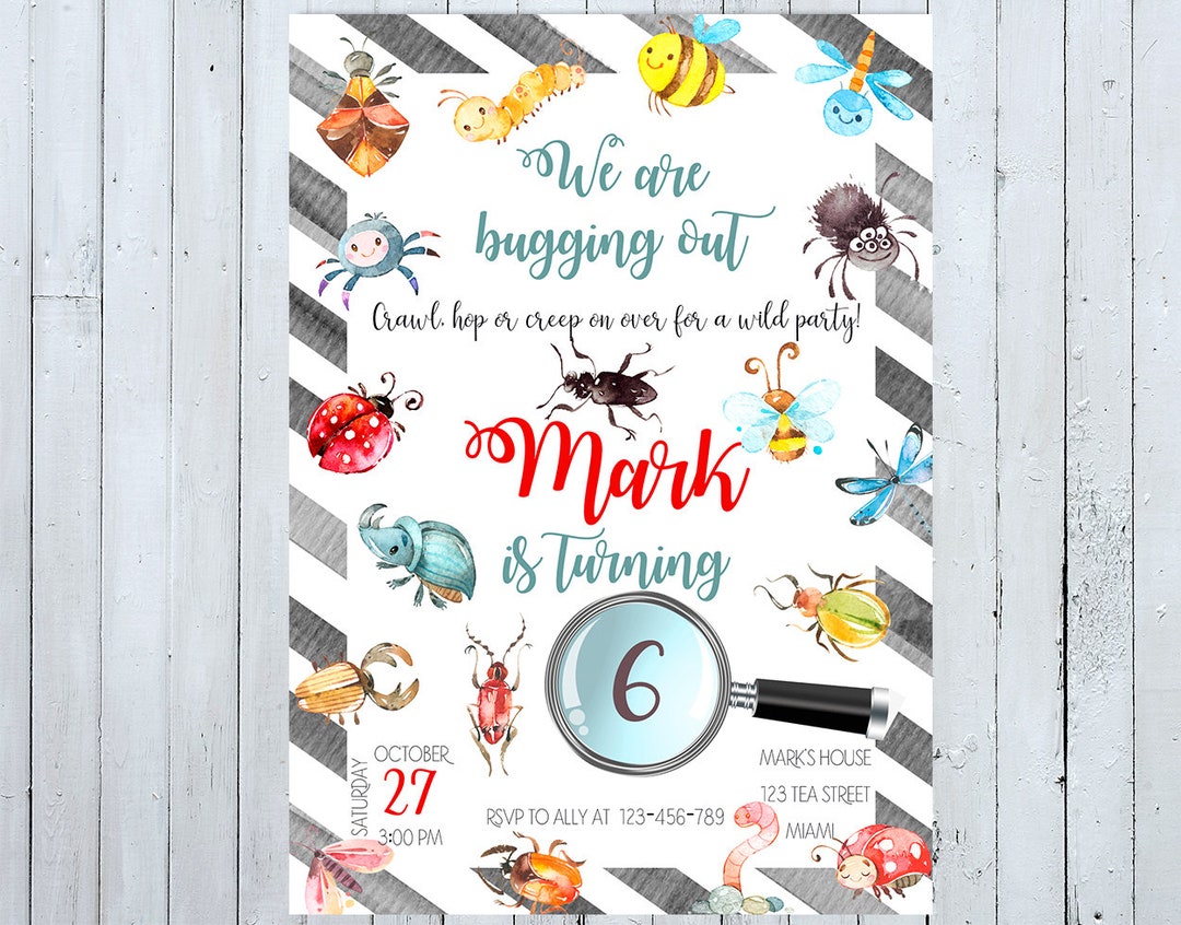 Bugs Birthday Invitation, Insects Invitation, Bugging Out Invite ...