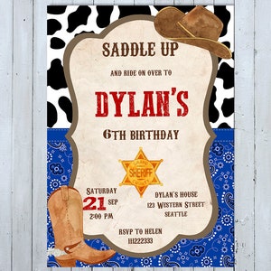 Invito di compleanno di cowboy, invito occidentale, cowboy invito, invito occidentale, cowboy invitare, invito di compleanno occidentale, cowboy Party
