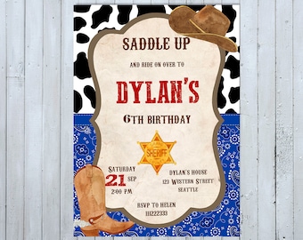 Cowboy Birthday Invitation, Western Invitation, Cowboy Invitation, Western Invite, Cowboy Invite, Western Birthday Invitation, Cowboy Party