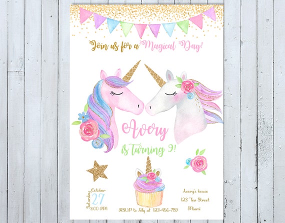 Unicorno Gemelli Compleanno Invito Fratelli Invito Etsy