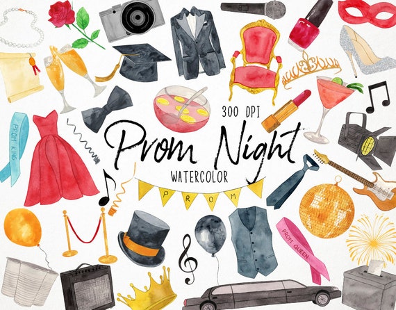 Watercolor Prom Night Clipart Prom Clipart Prom Party - Etsy UK