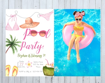 Pool Party Birthday Invitation with Photo, Pool Party Invite, Pool Party Invitation, Pool Invitation, Pool Invite, Pool Birthday Invitation