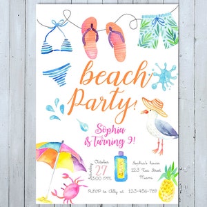 Sommergeburtstage Einladung, Strandgeburtstage, Beach-Einladung, Einladung zum Strand, Sommereinladung Sommereinladung