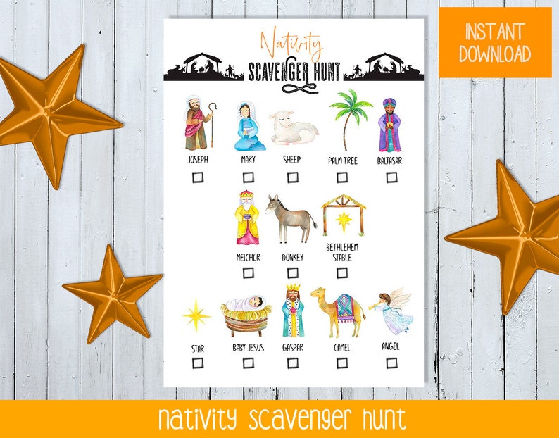 Printable Nativity Scavenger Hunt for Kids Christmas Etsy