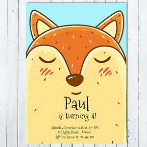 Invito di compleanno di Fox, Invito Volpe, Invito compleanno bosco, Invito di boscaglia, Invito di compleanno forestale, Invito animale