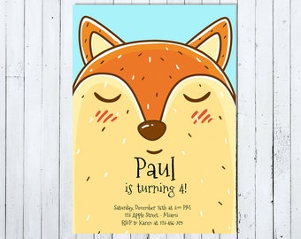 Fox Birthday Invitation, Fox Invitation, Woodland Birthday Invitation, Woodland Invitation, Forest Birthday Invitation, Animal Invitation