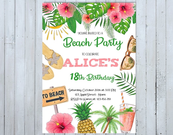 Beach cheap party invitations