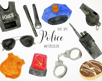 police clipart, watercolor police clipart, police clip art, police watercolor clipart, policeman party supplies police art policeman clipart