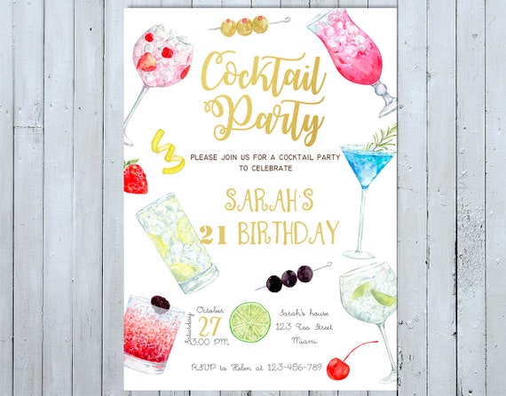 Cocktail Party Invitation, Stock the Bar Invitation, Booze Invitation, Happy Hour Invitation, Martini Invitation, Spirits Invitation, Adult