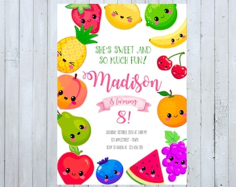Fruit Birthday Invitation, Fruit Invitation, Tutti Frutti Invitation, Summer Birthday Invitation, Citrus Invitation, Fruit Party Invitation